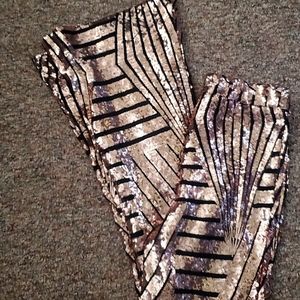 NWT-Striped Sequin Flare Bell Bottom Pants